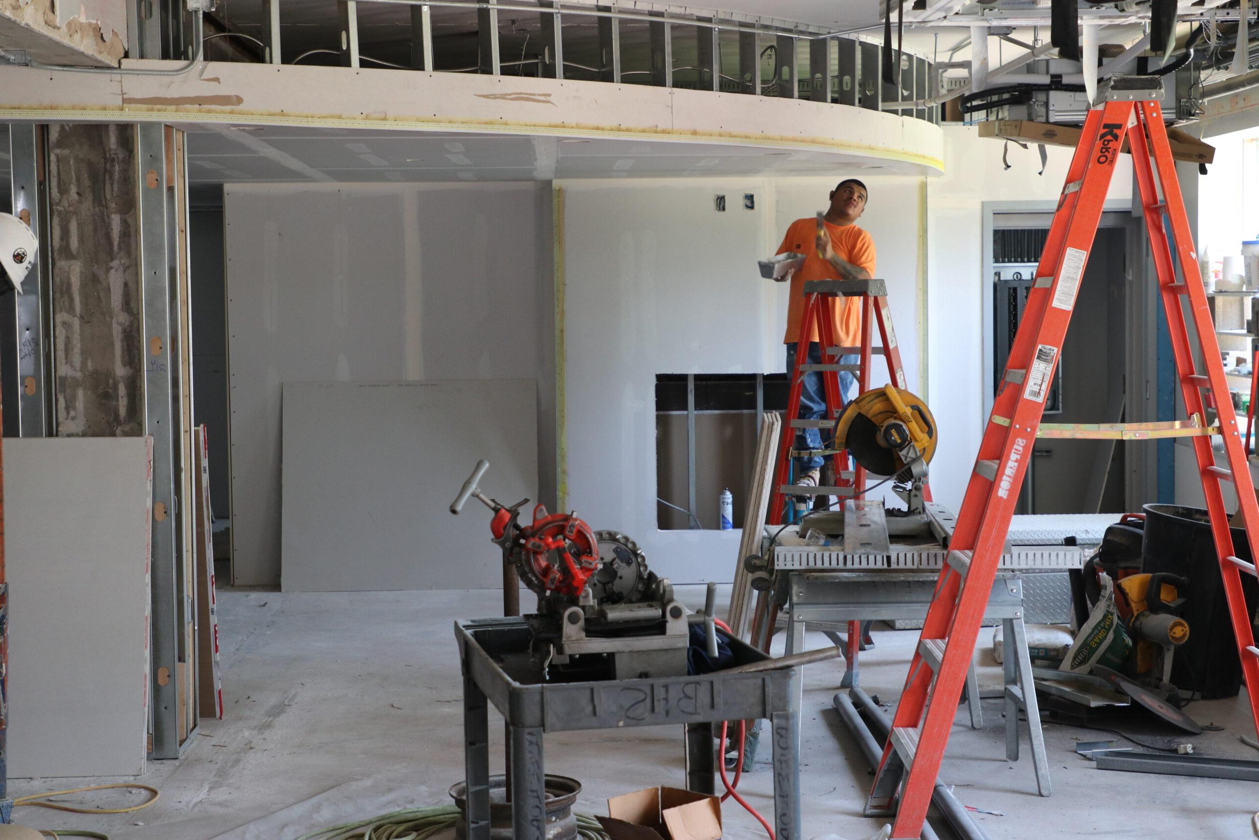 Interior construction on building